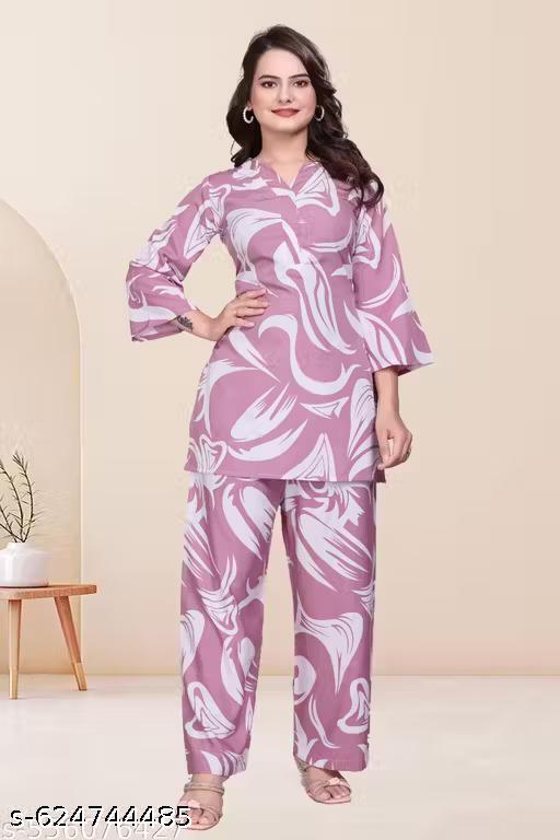 Designer Woman Pink Top Bottom Set - ZORA