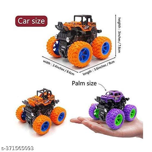 Trendy New Mini Off-Road Vehicle Inertia Car Monster Truck Children's Truck Stunt Car Educational Toy Car Model, Assorted Design (Multi-Colour, pack of 2) - ZORA