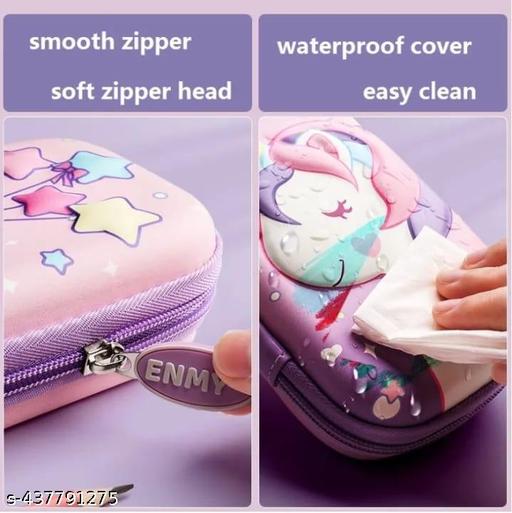 3D Unicorn Cover Large Capacity Pencil Case Compass with Compartments, School Supply Organizer for Students, Stationery Box, Cosmetic Zip Pouch Bag (1 Unit) - ZORA