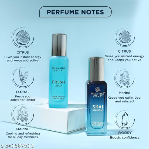 Luxury Unisex FRESH+SKAI Perfume Combo for Men and Women 40 ML (Pack of 2 Items 20ML Each) - ZORA
