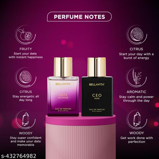 (CEO Man + DATE Woman) Him and Her Long Lasting Perfume Gift Set for Men and Women 2 x 50 ML - ZORA