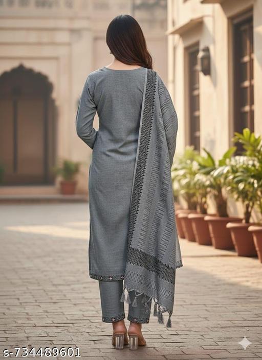 Stylish Grey Cotton Kurta Set for Women - ZORA
