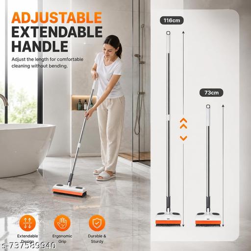 MANTRA IMPEX HEVEY QULITY Bathroom Cleaning Brush with Wiper 3 in 1Tiles Cleaning Brush Floor Scrub Bathroom Brush with Long Handle 120° Rotate Bathroom (3 in 1 Bathroom Cleaning Brush) (Heavy Quality),Long Handle Cleaning Brush,Cleaning Brush with Wiper,Bathroom Accessories Cleaning Brush - ZORA