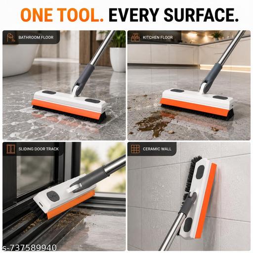 MANTRA IMPEX HEVEY QULITY Bathroom Cleaning Brush with Wiper 3 in 1Tiles Cleaning Brush Floor Scrub Bathroom Brush with Long Handle 120° Rotate Bathroom (3 in 1 Bathroom Cleaning Brush) (Heavy Quality),Long Handle Cleaning Brush,Cleaning Brush with Wiper,Bathroom Accessories Cleaning Brush - ZORA