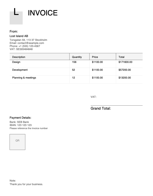 Invoice Example