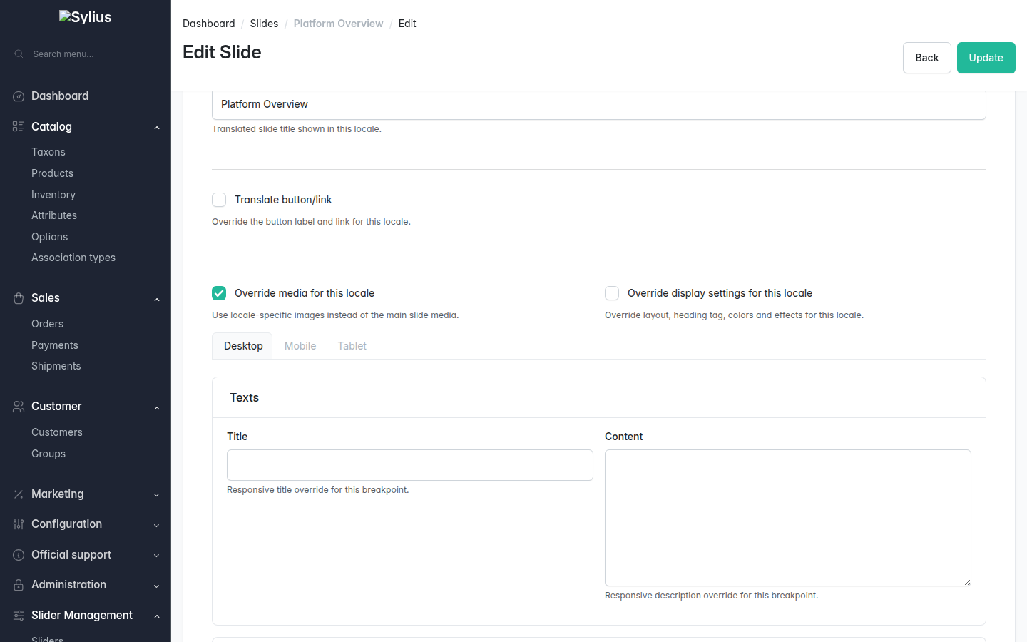 Slide translations with per-locale overrides