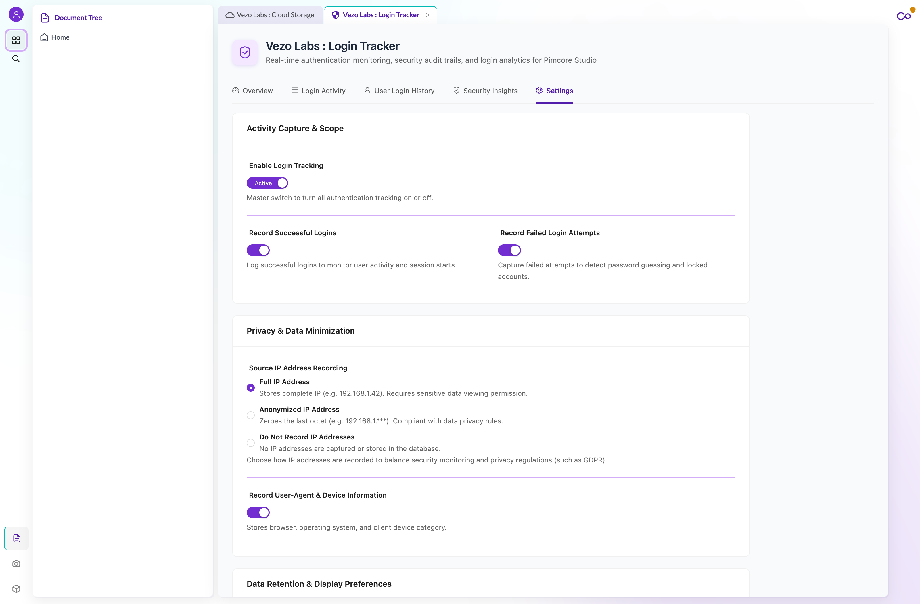 Settings Page