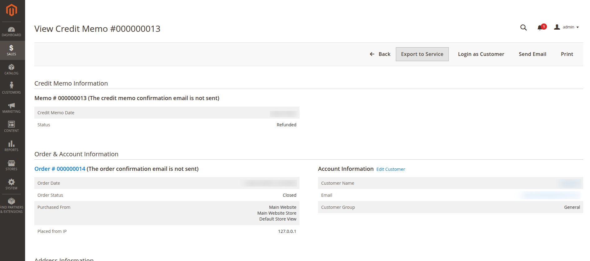 Export credit memo Export credit memo