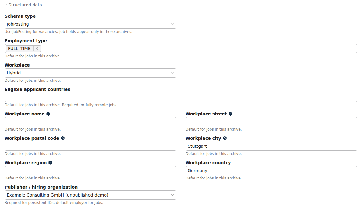 Job archive defaults