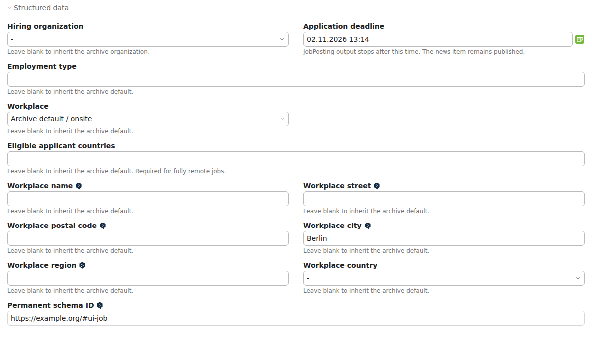 Per-job overrides in the News editor
