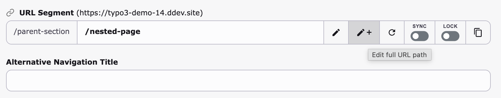 Full path edit button