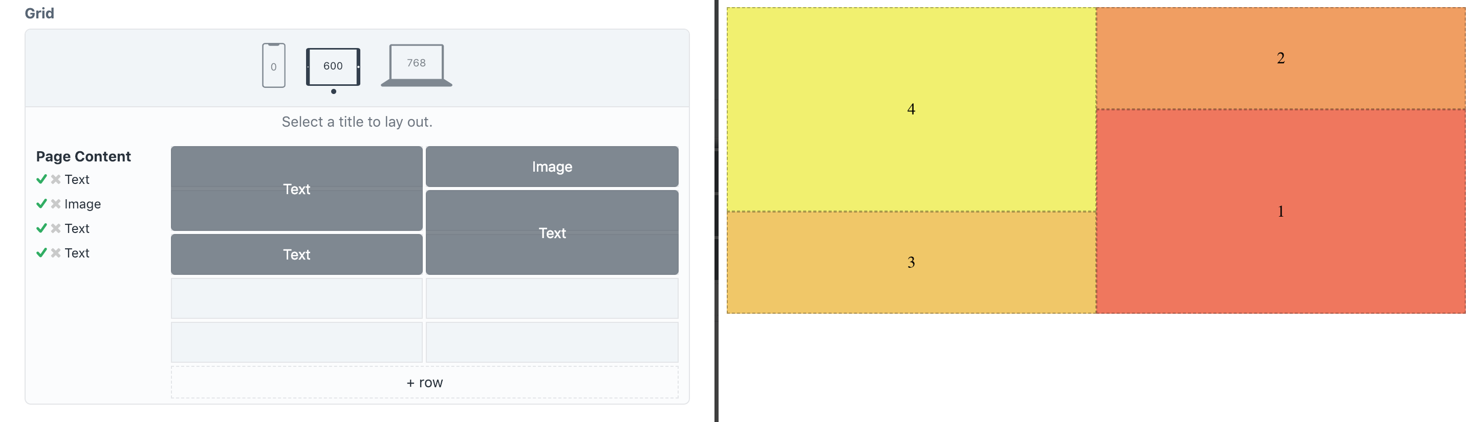 Live Preview example of grid layout