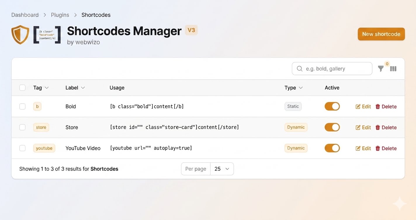 Laravel Shortcodes Filament