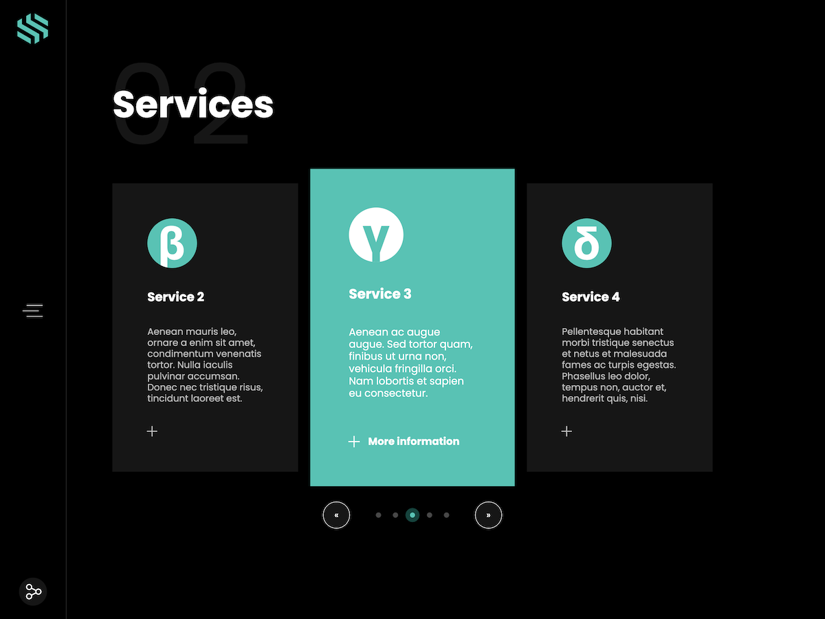 Screenshot of the Services section