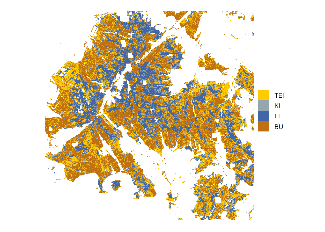 Tree species predition, based on 4-class model