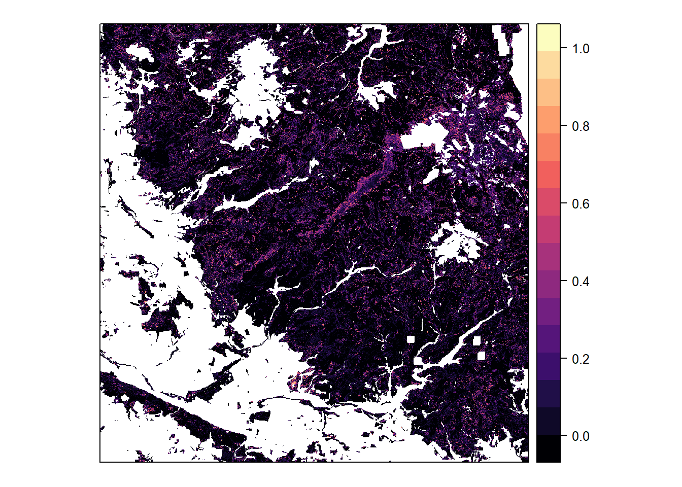 Classification probabilities for pine, based on 6-class model