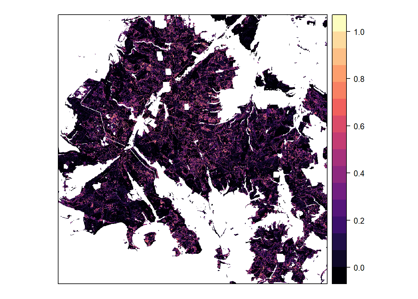 Classification probabilities for pine, based on 4-class model