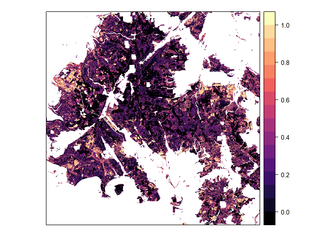Classification probabilities for oak, based on 4-class model