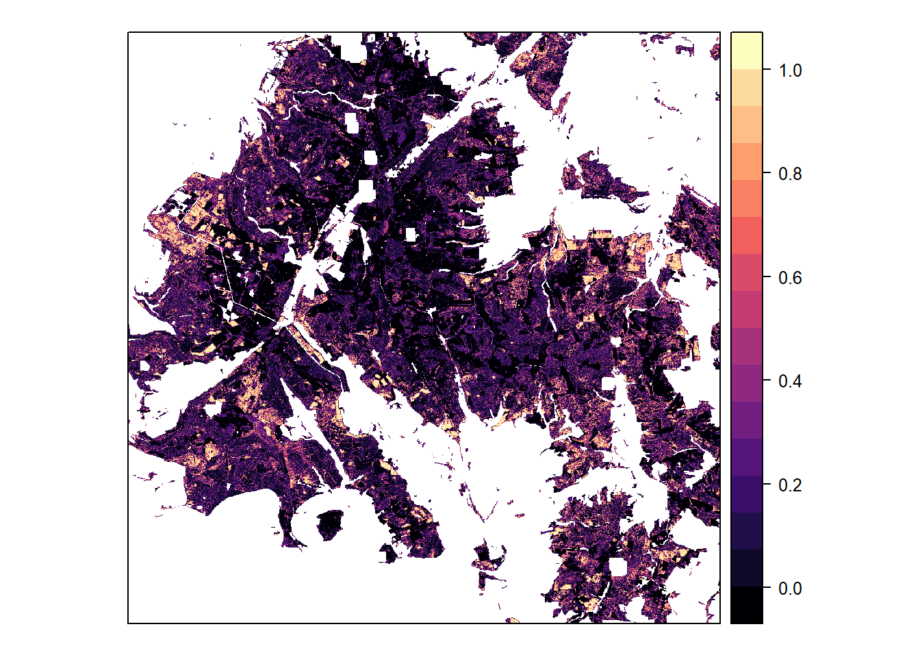 Classification probabilities for oak, based on 6-class model