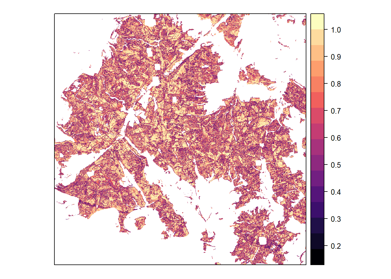 Maximum classification probabilitiy, based on 6-class model