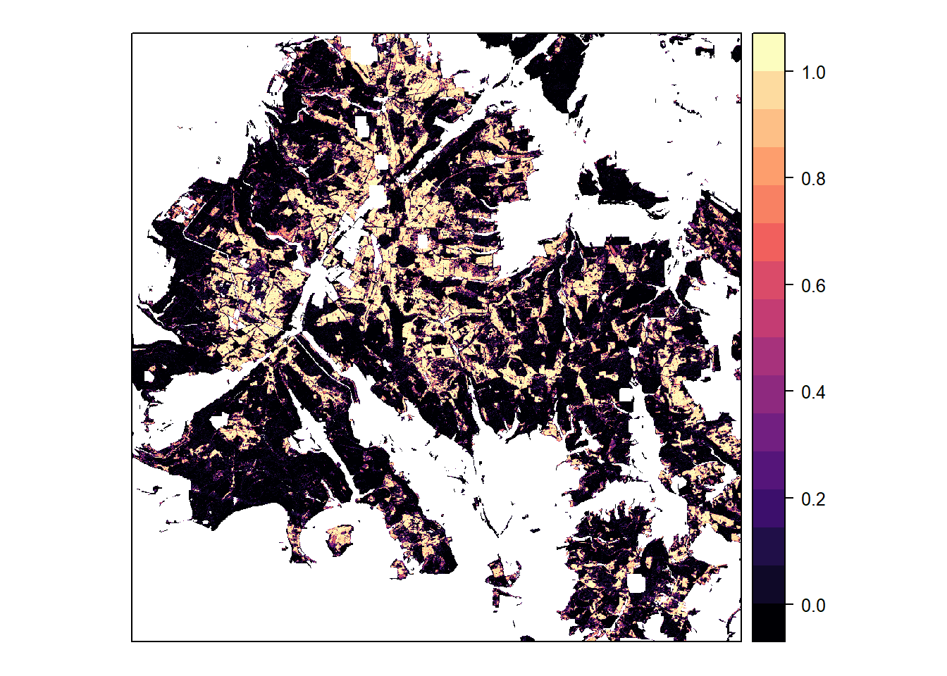 Classification probabilities for spruce, based on 4-class model