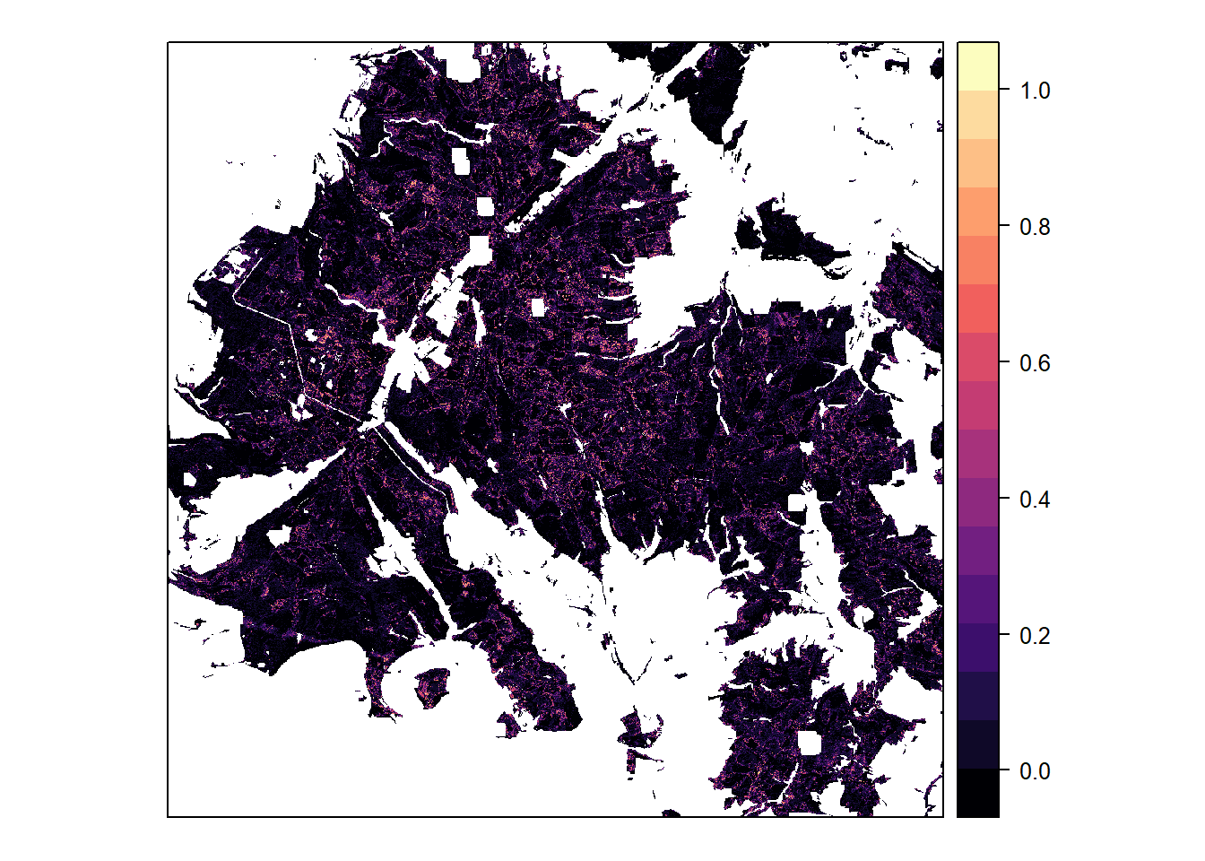 Classification probabilities for pine, based on 6-class model