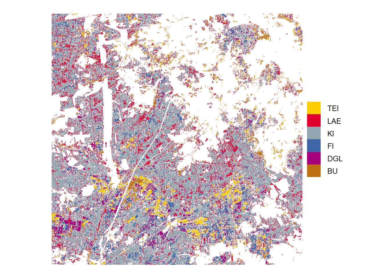 Tree species predictions with high probabilities (above threshold)