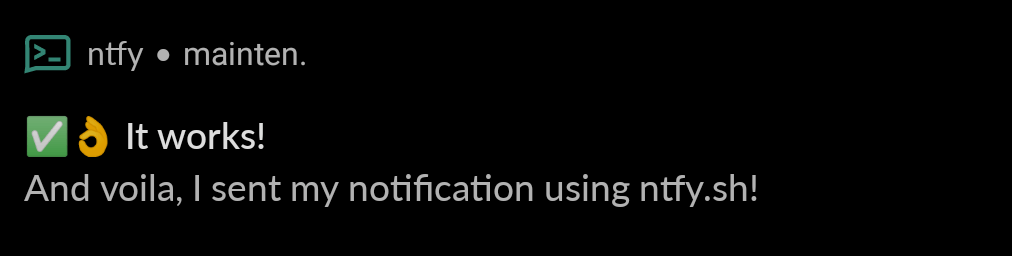 Notification example with ntfy app