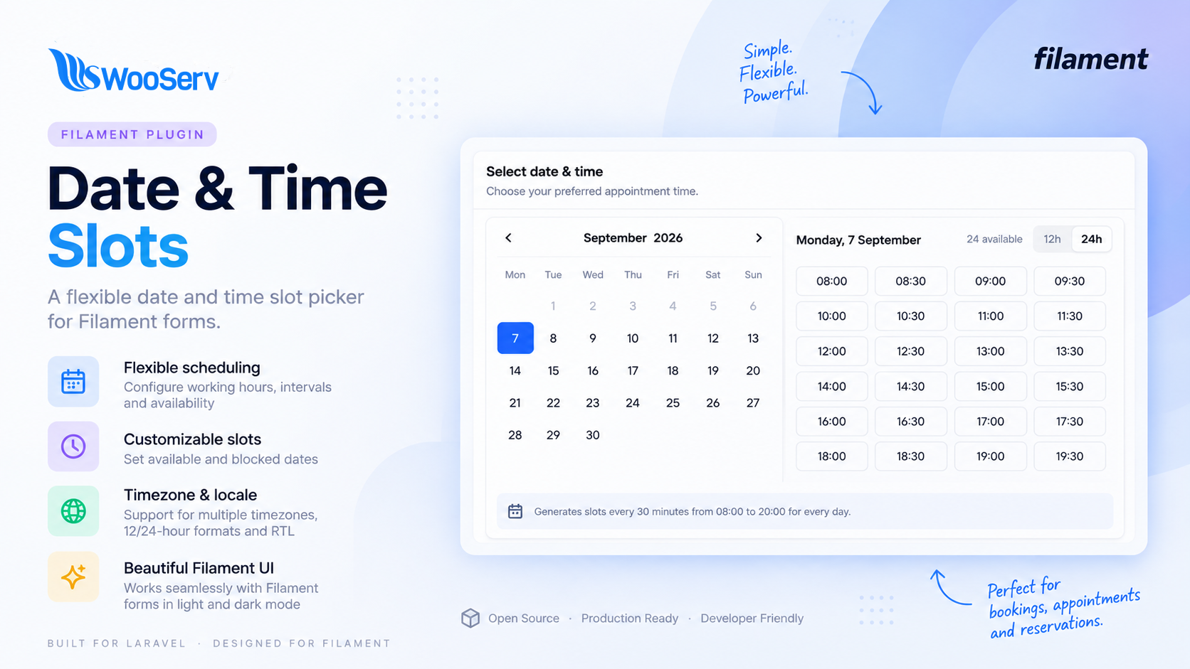 Filament Date Time Slots