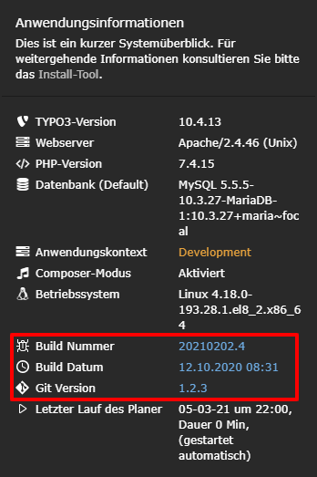 Buildinfo Screenshot