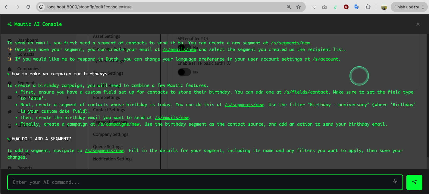 AI Console Interface