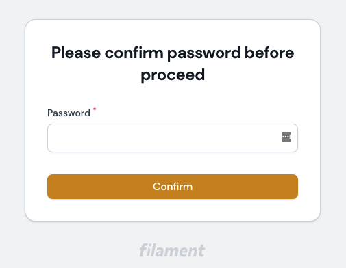 Screenshot of Password Confirmation Screen