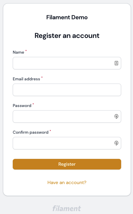 Screenshot of Register Screen