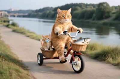 Cat on tricycle