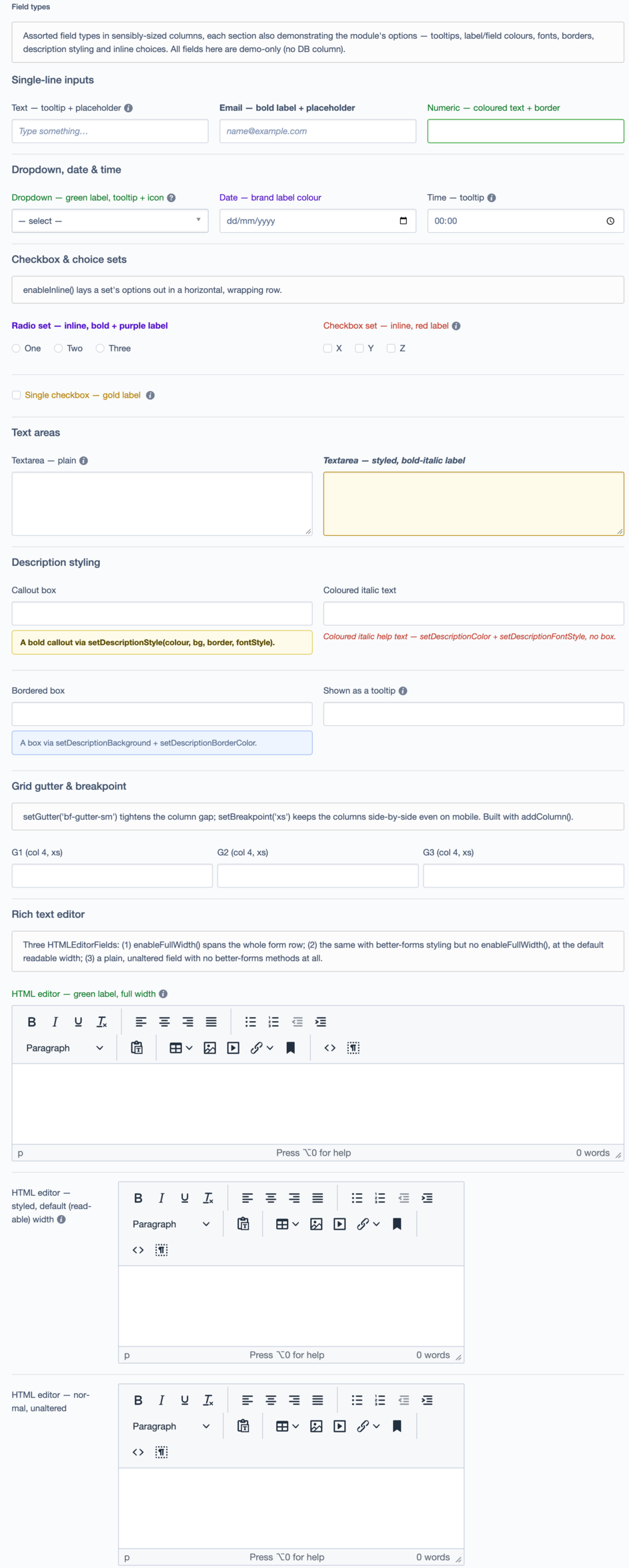 Better Forms — every option on a single form