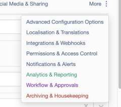 The overflow "More" dropdown listing the tabs that didn't fit