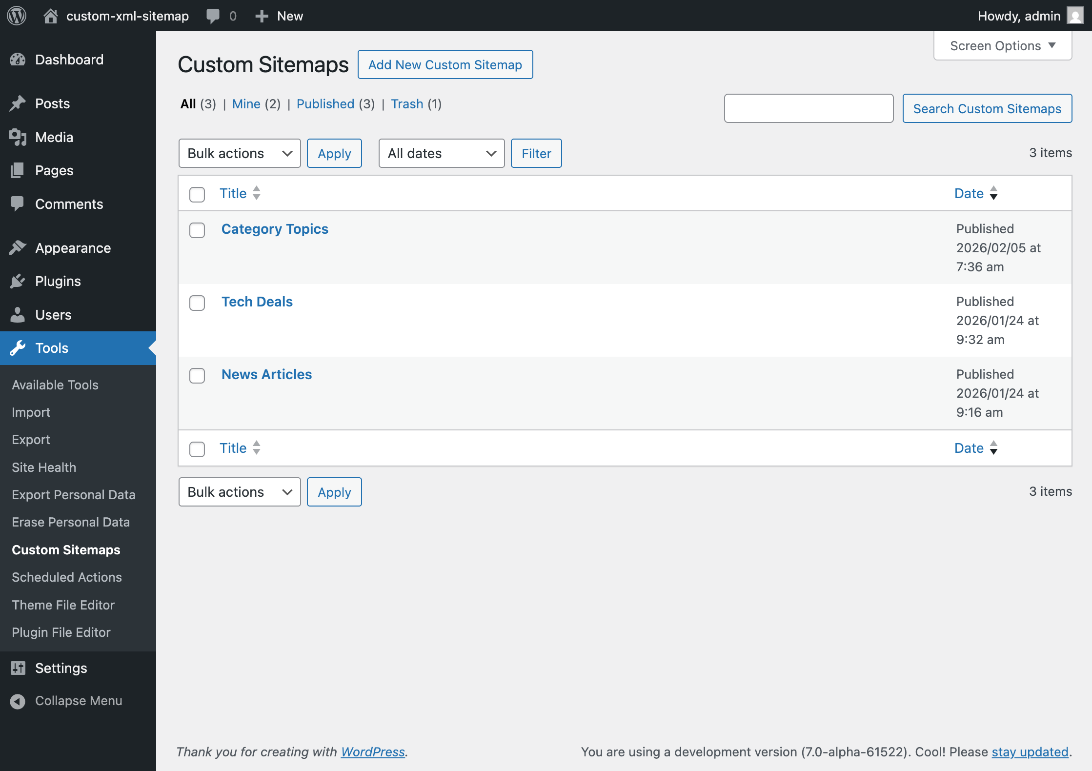 Sitemap list