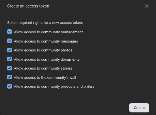 Dialog box with permissions