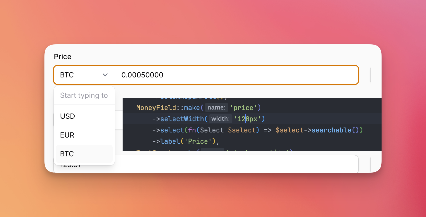 Customizable Select Width
