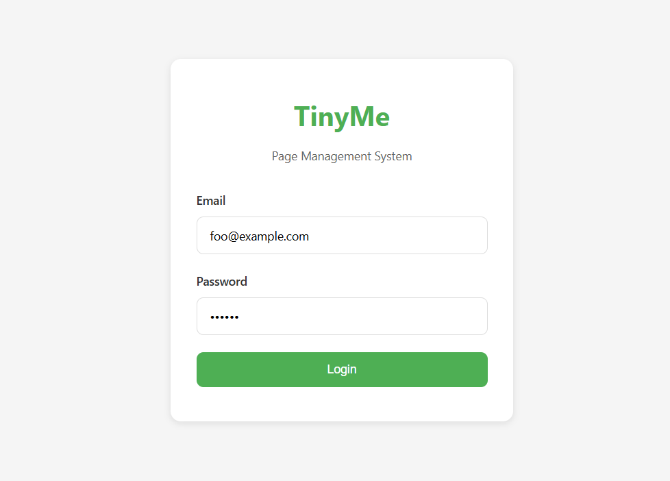 TinyMe V2 Login
