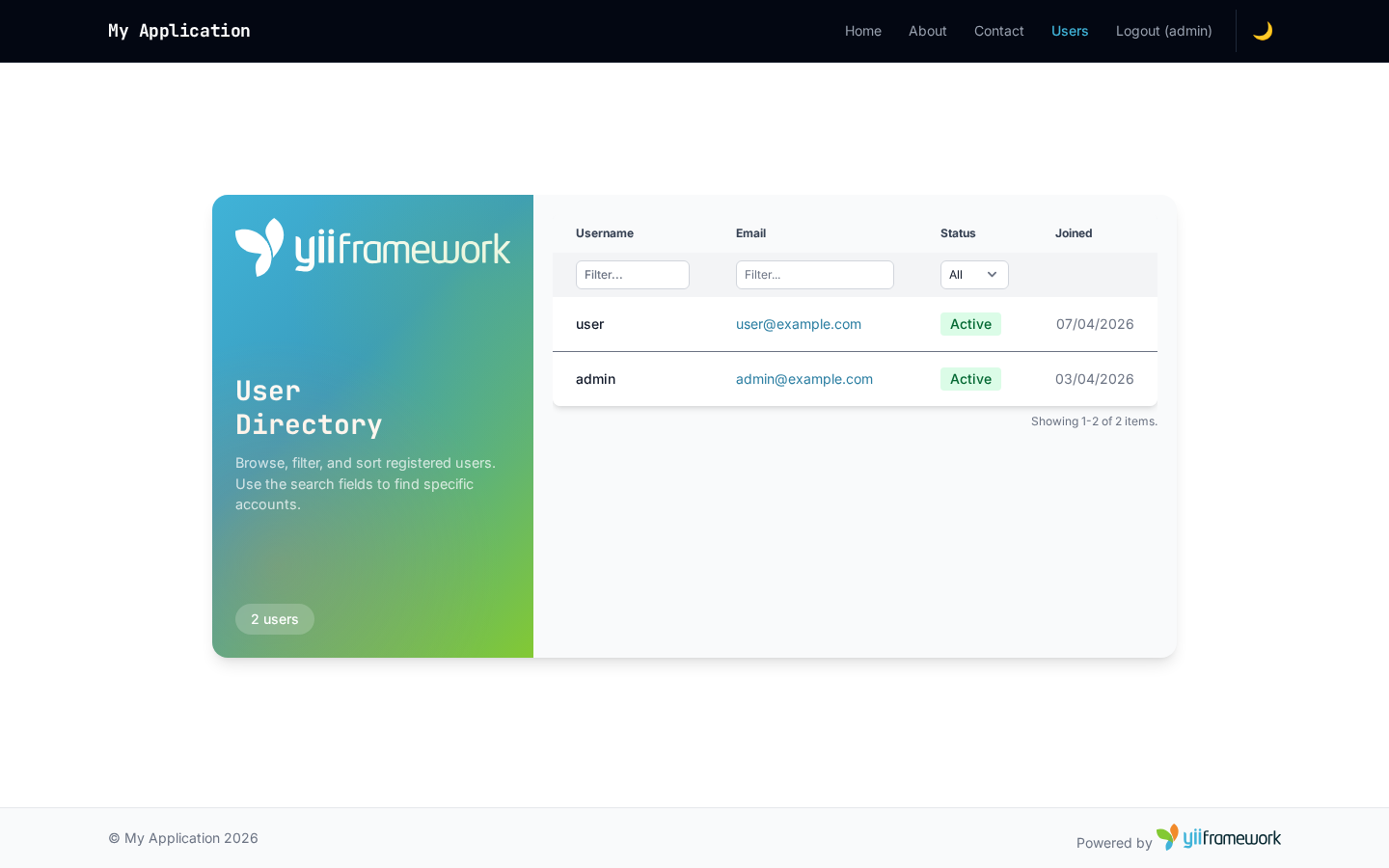 User Directory with Flowbite Table