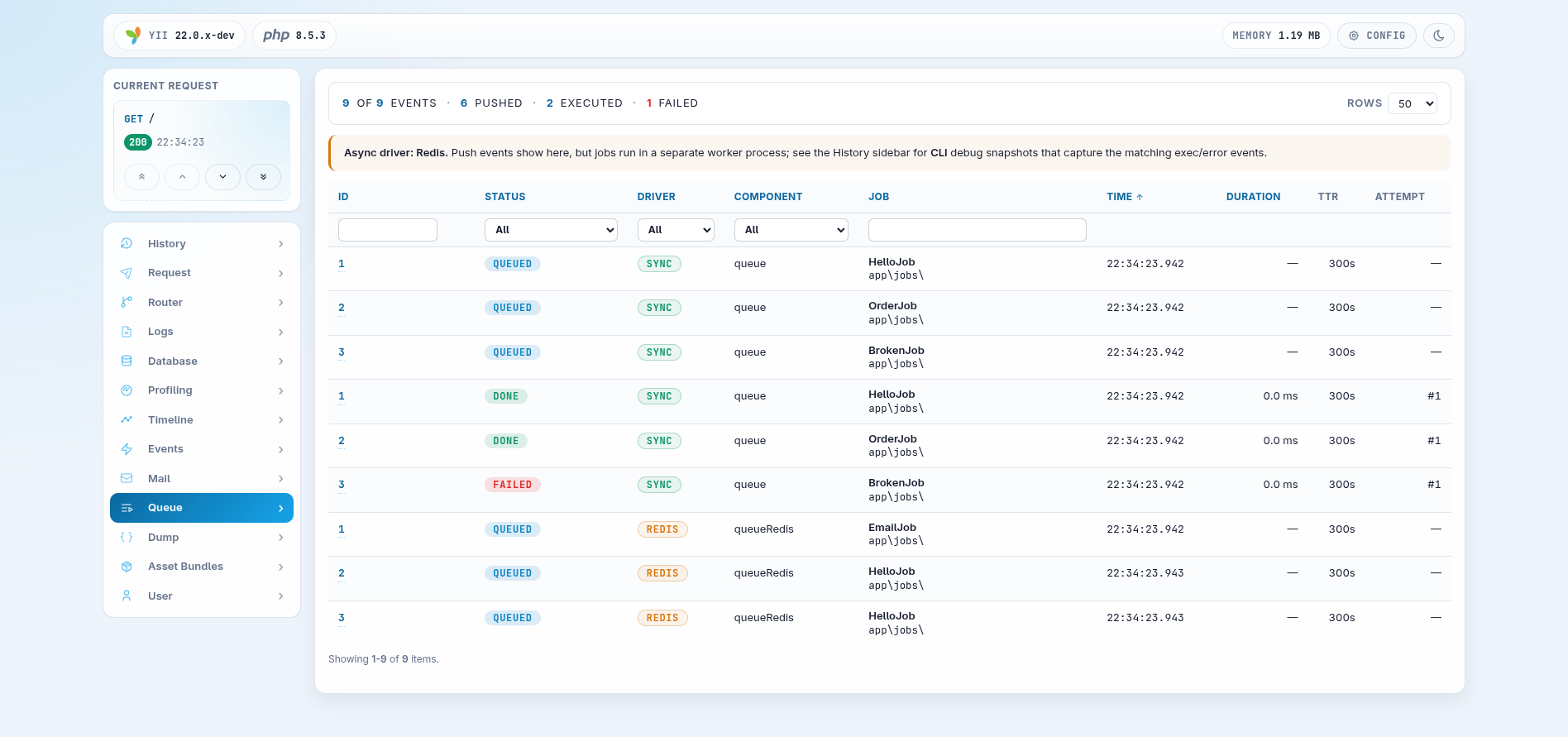 Queue panel