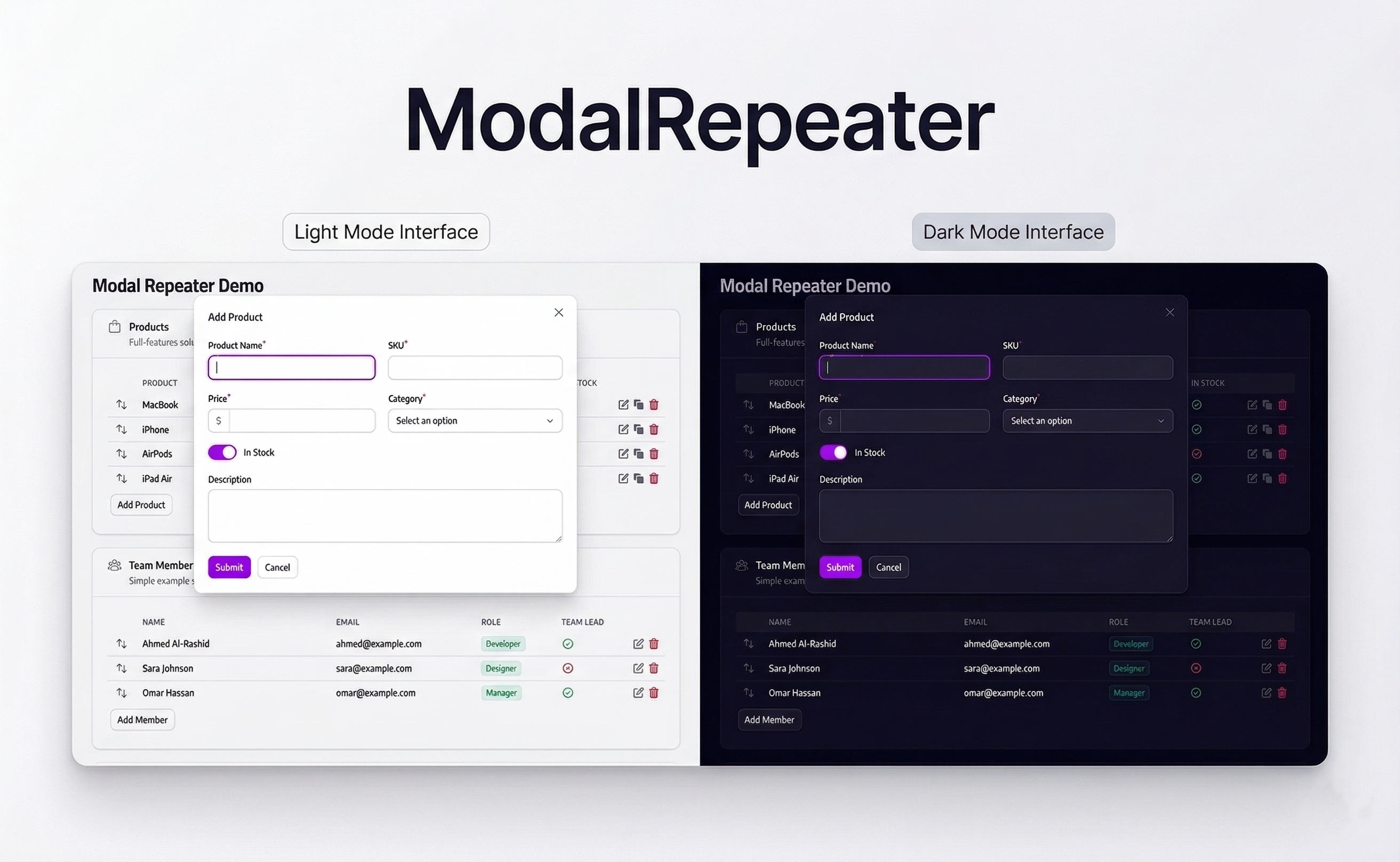 Filament Modal Repeater Demo