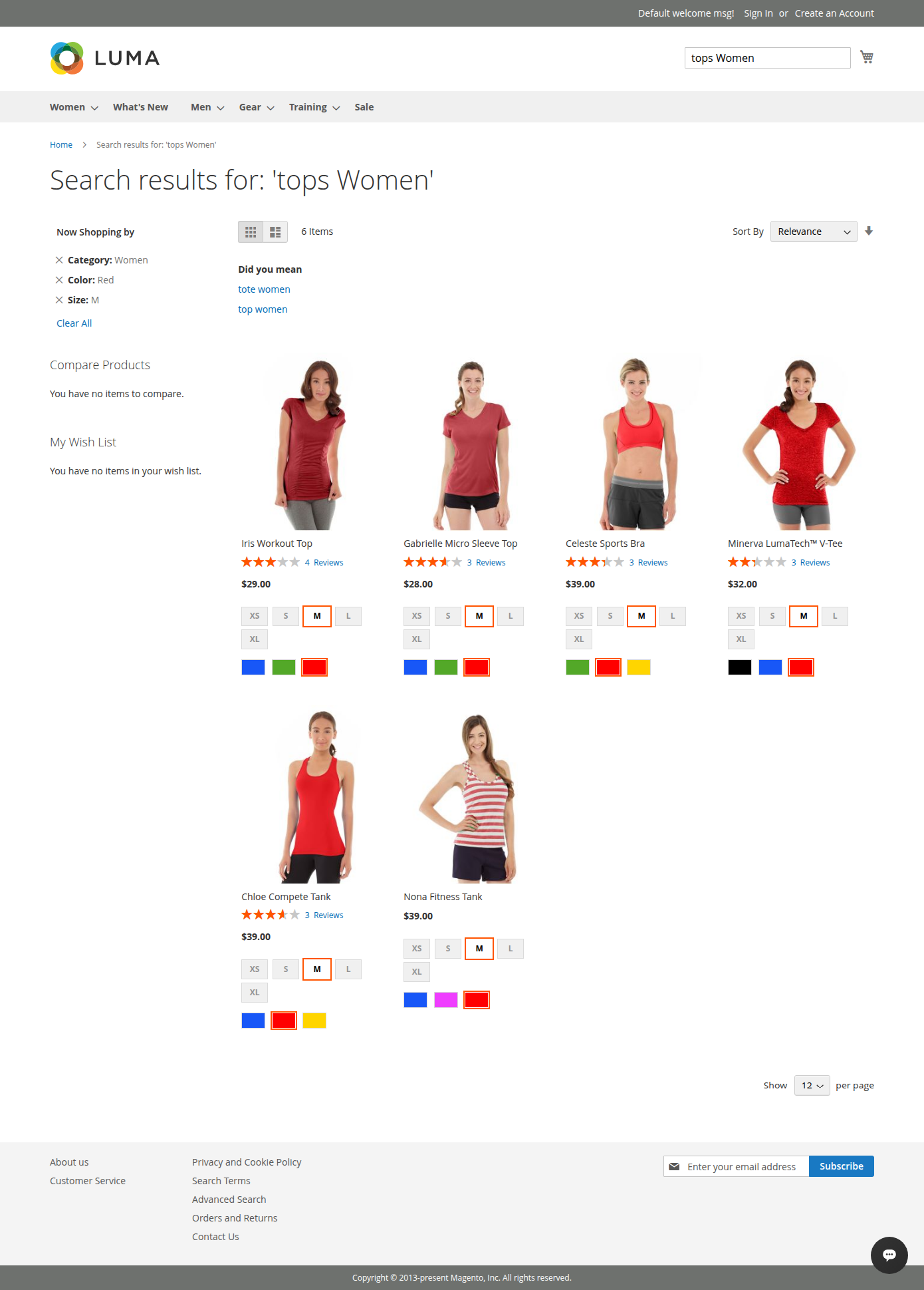 Native mode — the regular search results page with filters already applied