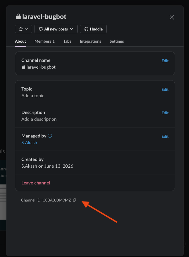 Copy the Channel ID